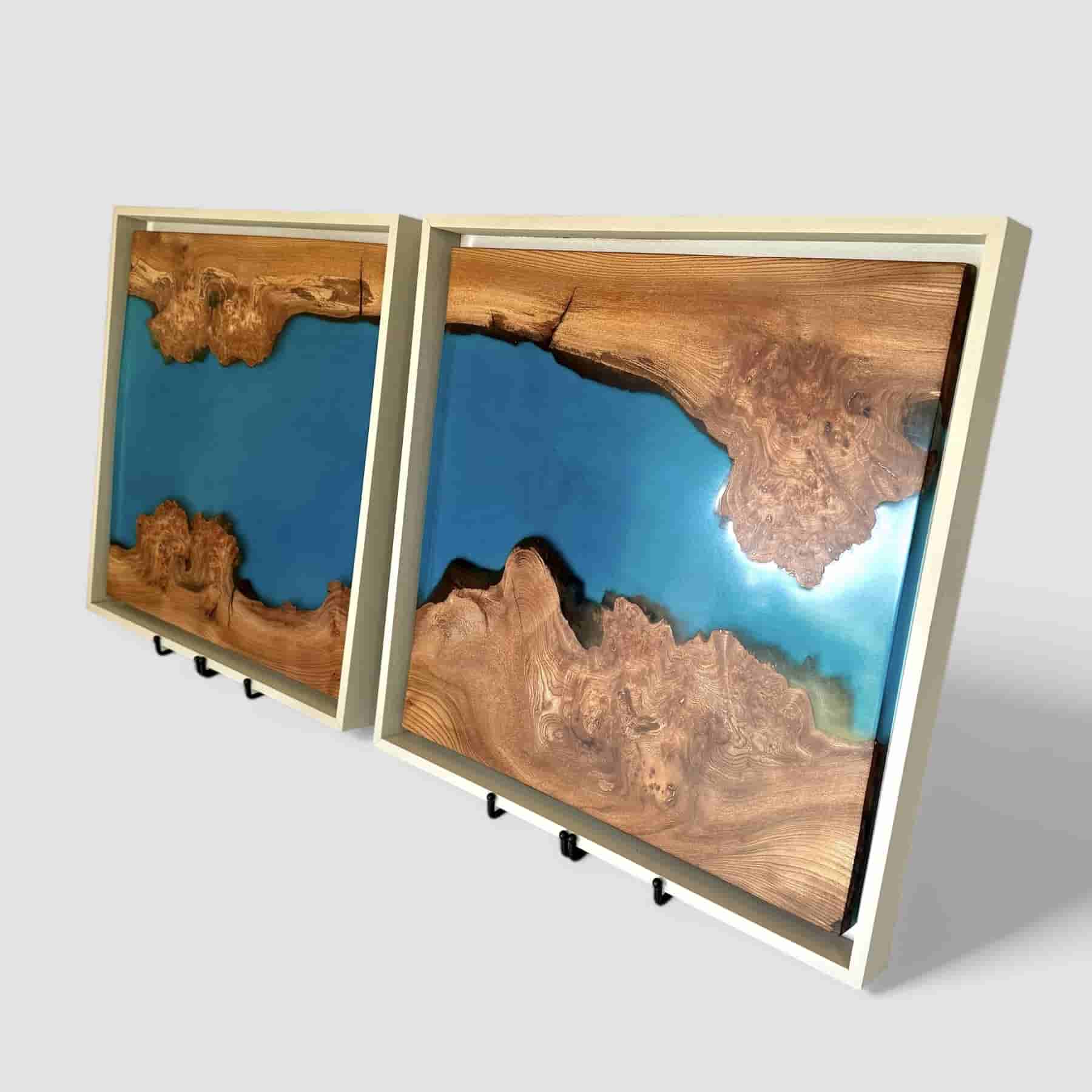 Abstract wood and resin wall art