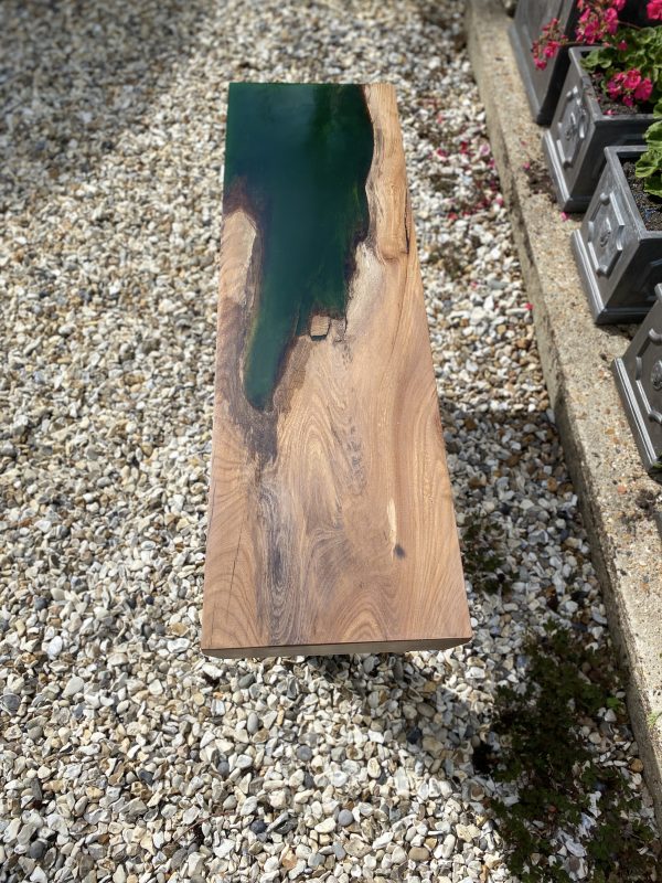 Top View of Elm and Emerald Green Resin Hall Bench