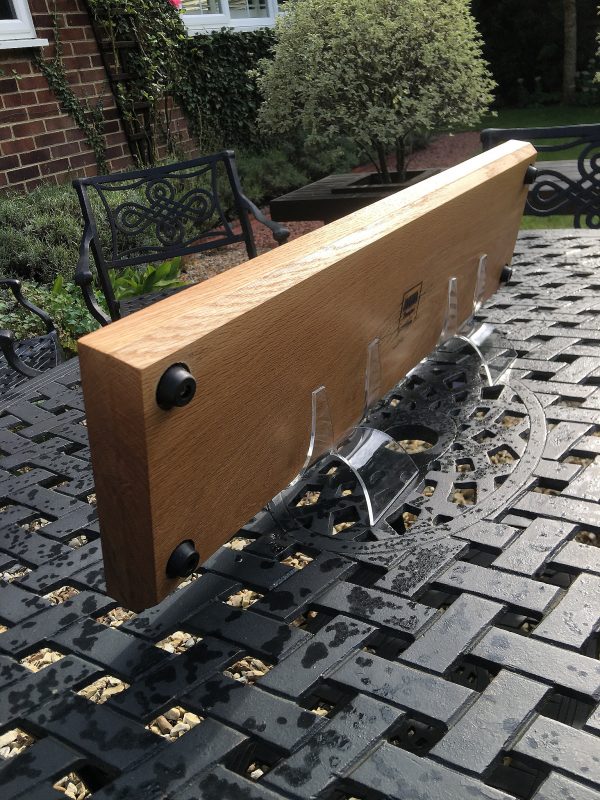 Back view of Charcuterie Board sitting on outside table