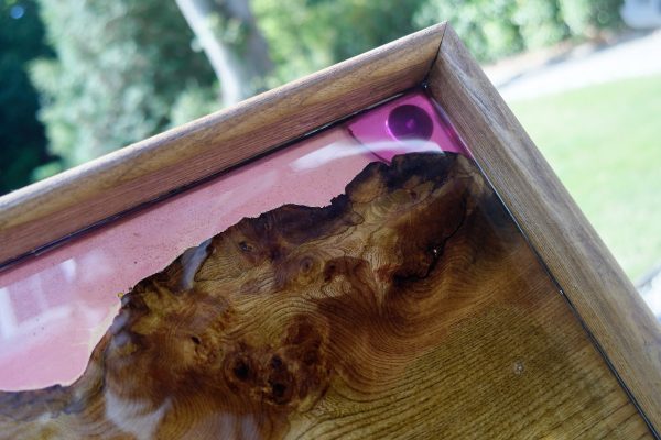 Close Up of Burr Elm and Resin Tray