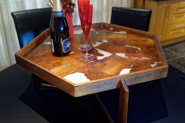Hexagonal Occasional Table with Champaign Glasses