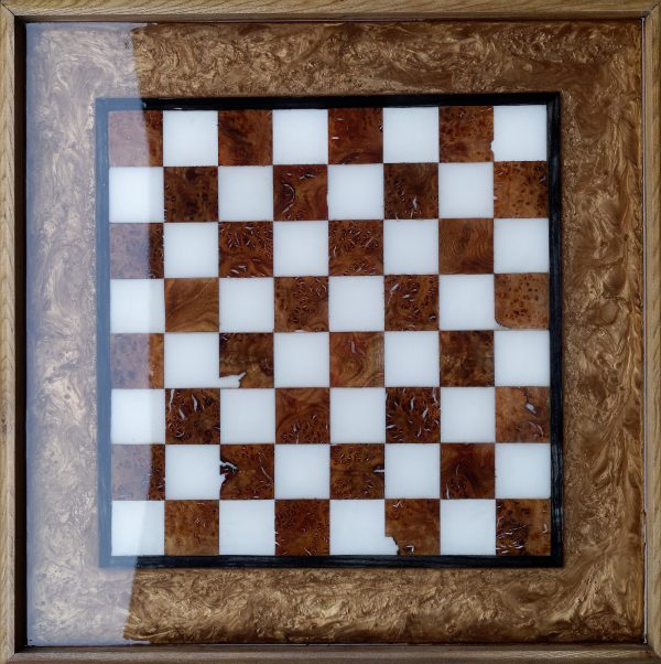 Close Up Chessboard with Rose Gold Resin