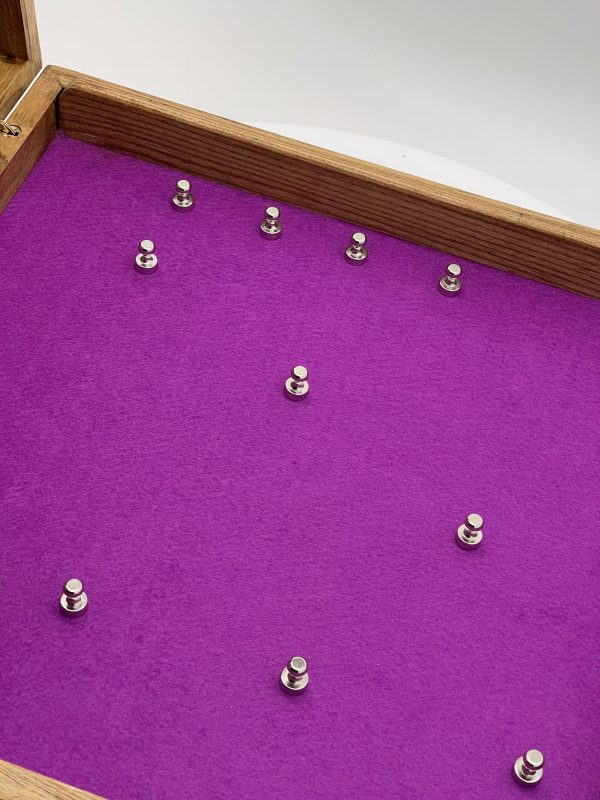 Inside Jewellery Armoire showing Purple Felt and Magnet
