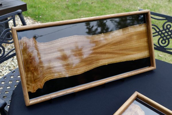 Book Matched Tray - Scottish Elm and Black Resin