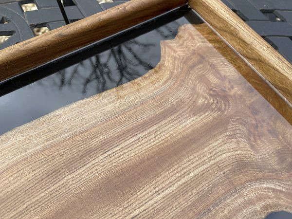 Solid Elm and Black Resin Tray - Close Up