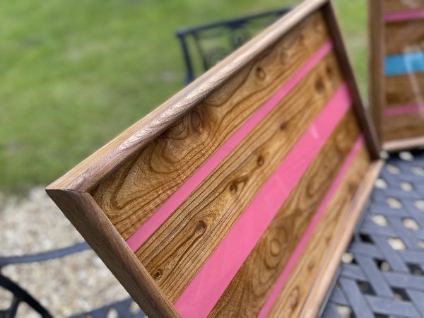 Elm and Pink Resin Ottoman Tray