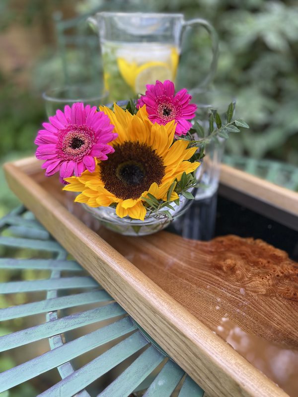 Elm Tray with Flowers
