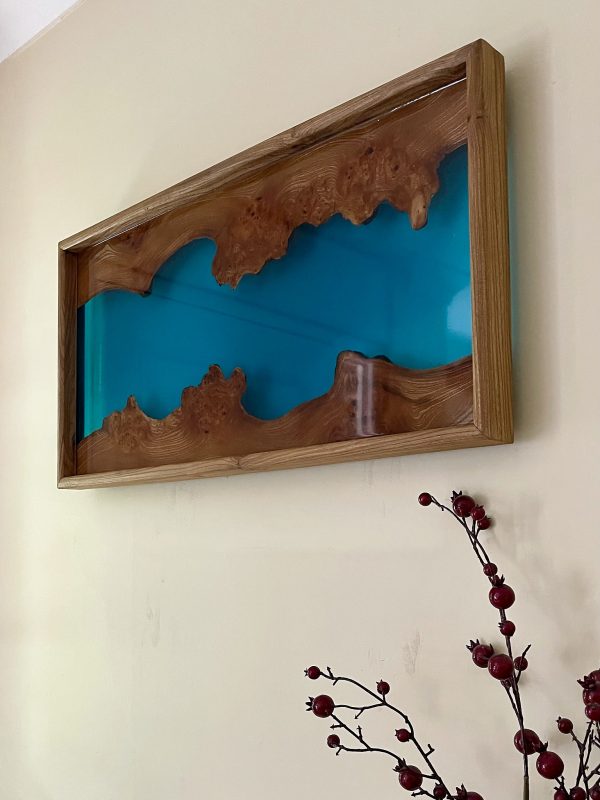 Close up of a blue river wall hanging