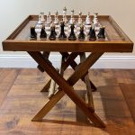 Chess Table - Elm and Rose Gold Resin with Chess Pieces