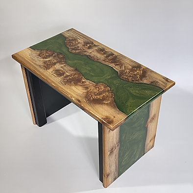 Aerial view of Elm and Green Resin Table