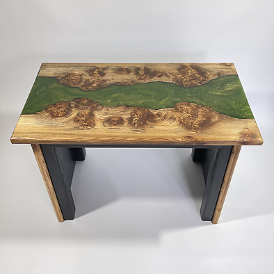 Side View of Book Matched Elm Table