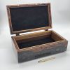 Open wooden box with elm and black resin