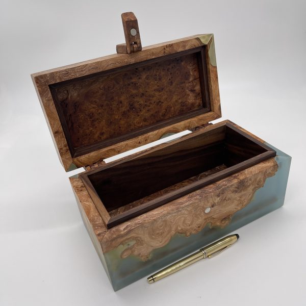 Open Elm Box with Pen to Show Size
