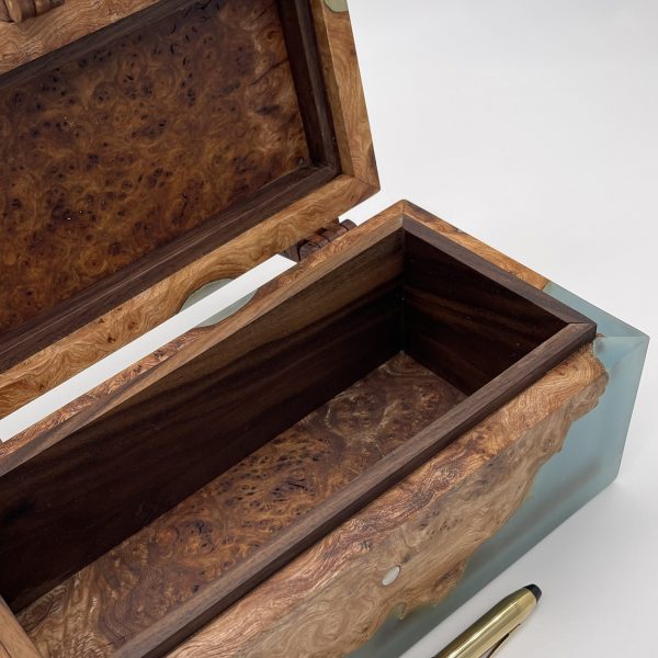 Close Up of Interior of Elm and Resin Box