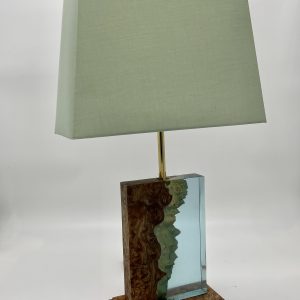 Burr Elm and Resin Lamp with Shade
