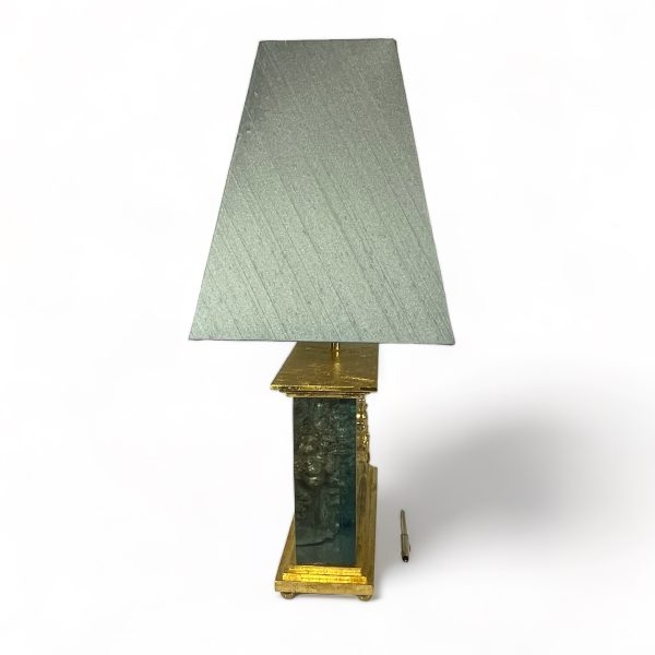 Carriage Clock Lamp with 24 carat gold leaf finish and tapered lampshade